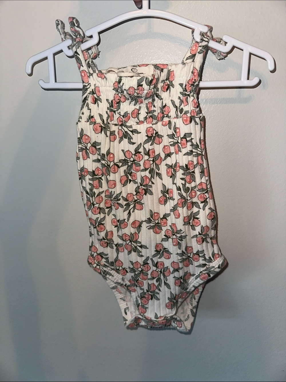 Jessica Simpson Cream Floral Smocked Tie-Strap Bodysuit